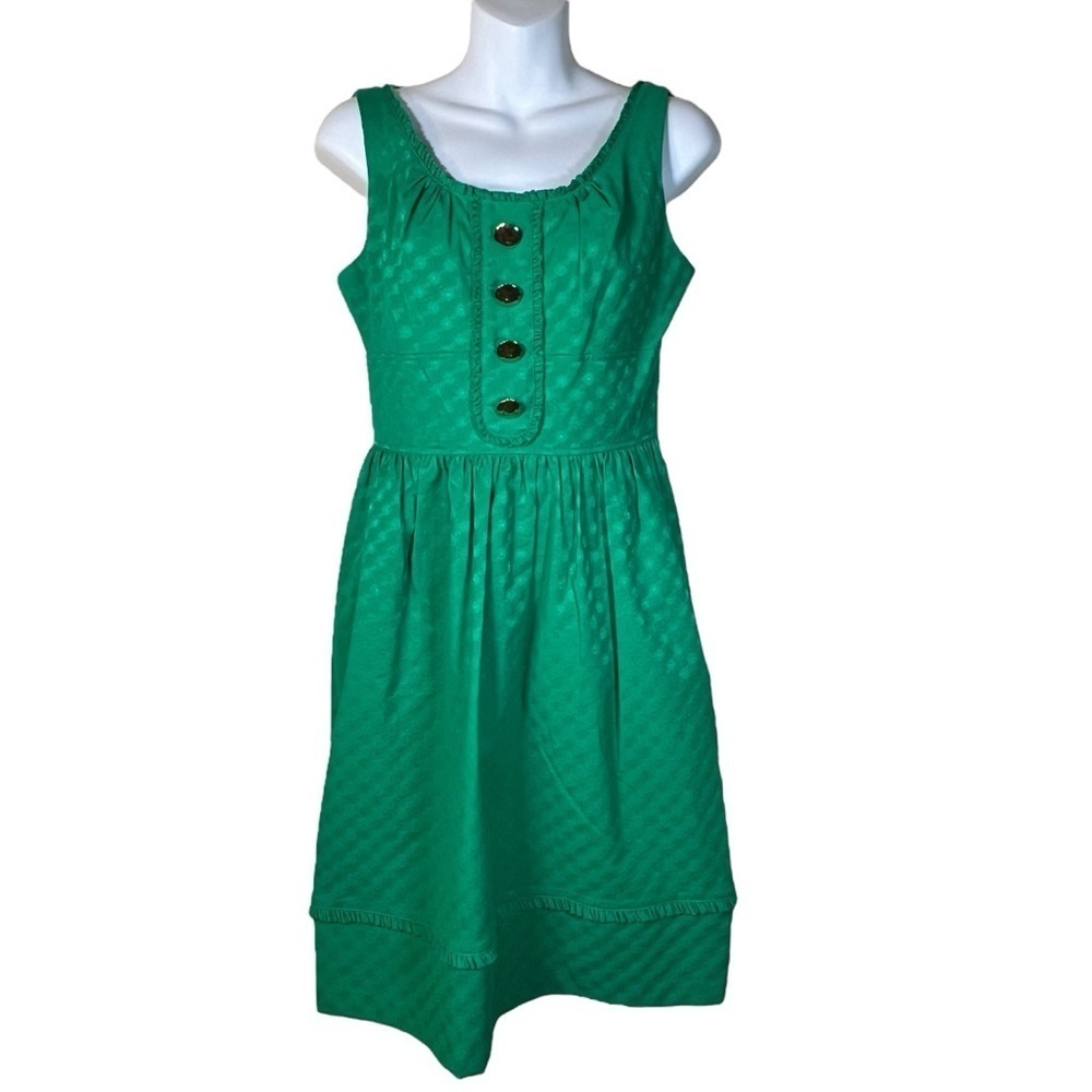 Maggy London Sleeveless Green Ruffle Dress size 4